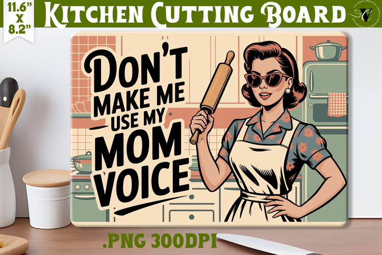 Retro Mom Cutting Board | Funny Mom Kitchen decor