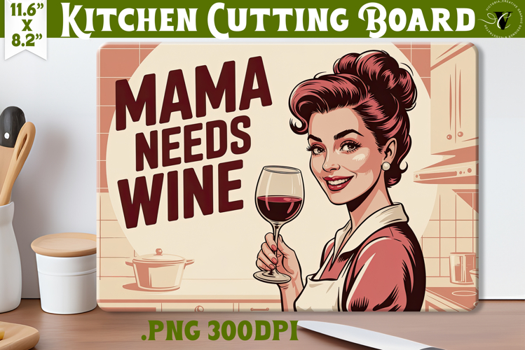 Retro Mom Cutting Board | Funny Mom Kitchen decor