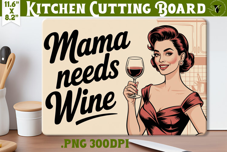 Retro Mom Cutting Board | Funny Mom Kitchen decor