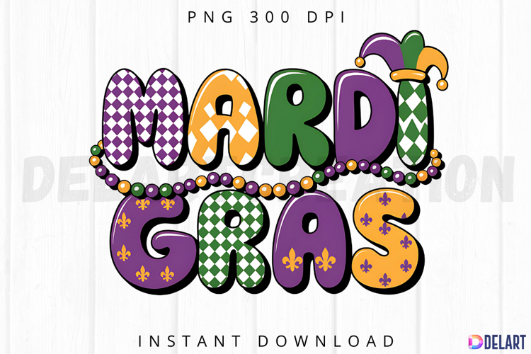 Retro Mardi Gras Sublimation PNG