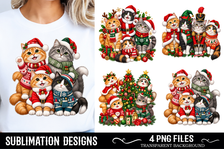 Retro Meowy Christmas Png Cat Lovers Xmas Shirt Design