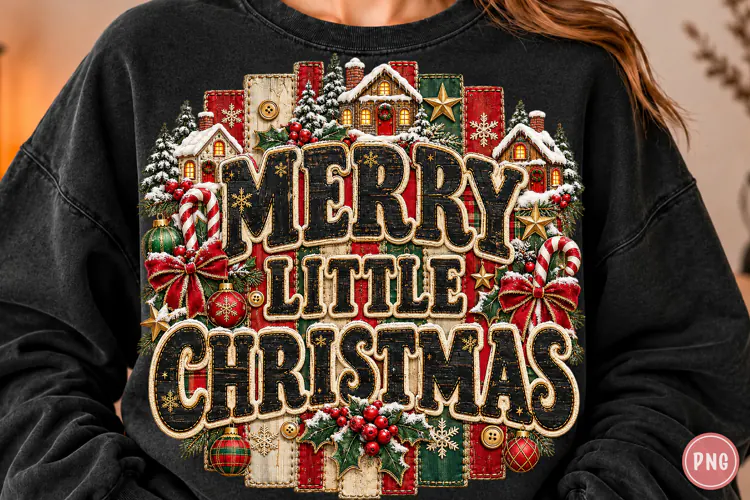 Retro Merry Christmas PNG Striped PNG