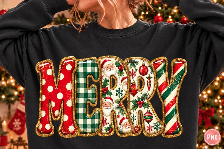 Retro Merry Christmas Polka Dots Png example image 1