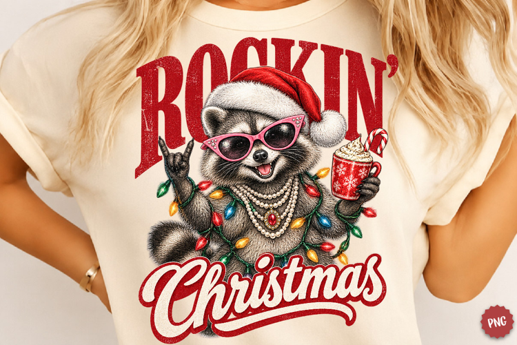 Retro Trending Merry Christmas Raccoon, Funny Feral Raccoon