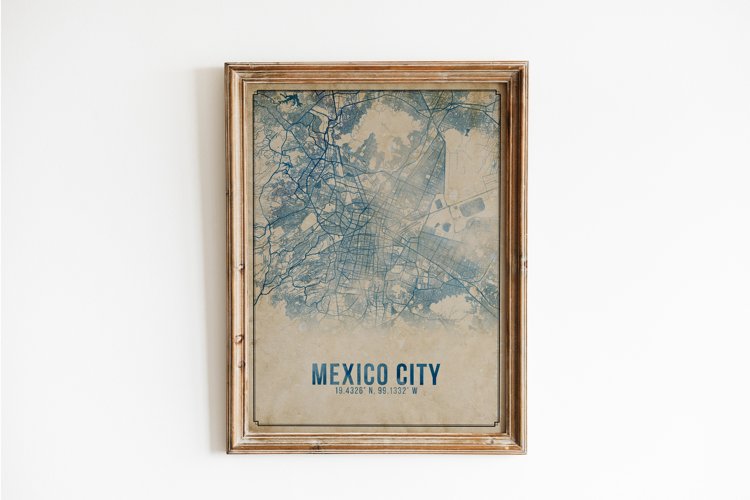 Mexico City Antique Watercolor City Map Poster example image 1