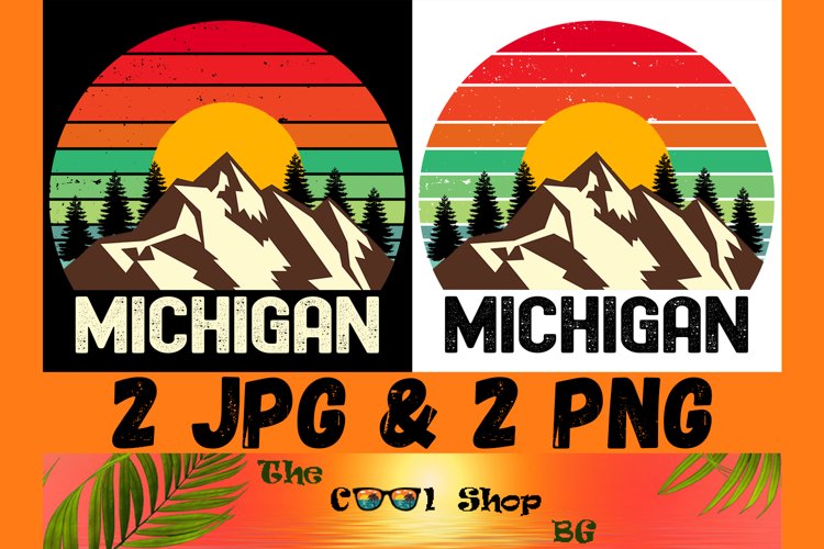 Retro Michigan Vintage Sublimation Png, Michigan Sunset Png example image 1