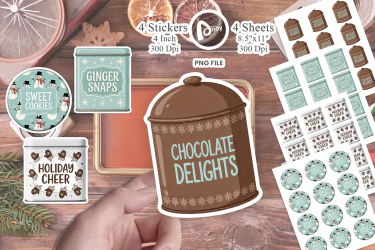 Mid-Century Cookie Tins Sticker