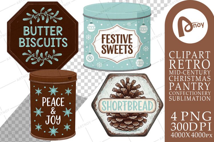 Mid-Century Cookie Tins Sublimation example image 1