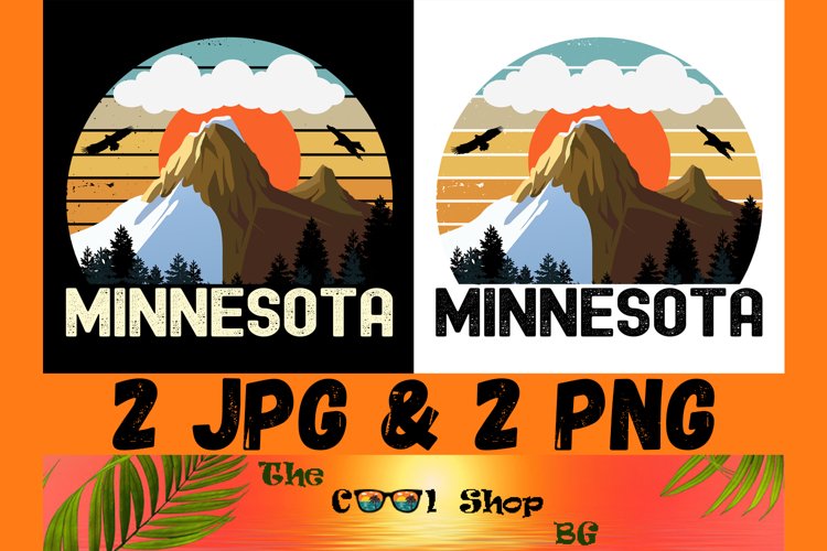 Retro Minnesota Vintage Sublimation Png,Minnesota Sunset Png example image 1