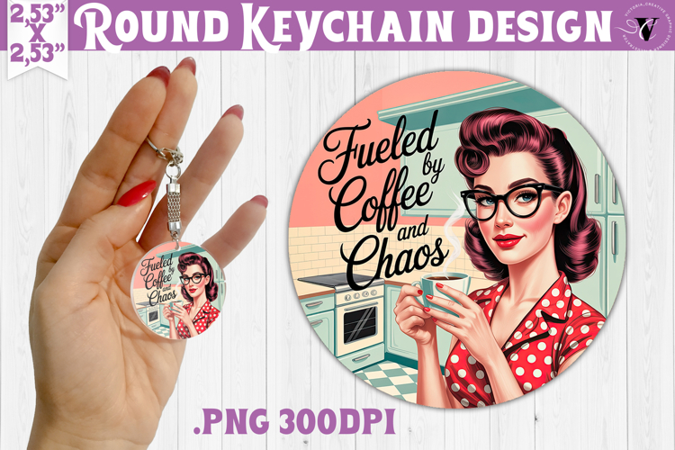 Retro Mom Round Keychain | Housewife Funny Mama sublimation