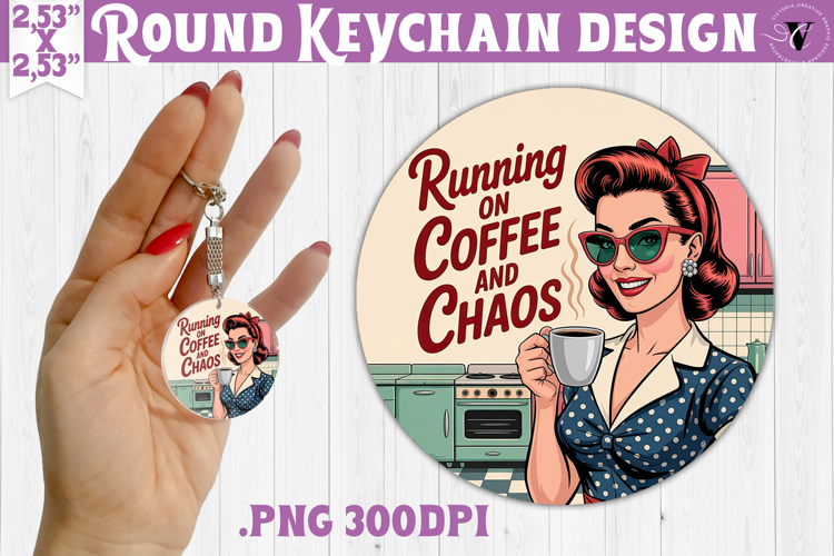 Retro Mom Round Keychain | Housewife Funny Mama sublimation