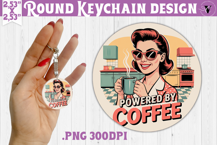 Retro Mom Round Keychain | Housewife Funny Mama sublimation