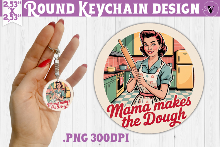 Retro Mom Round Keychain | Housewife Funny Mama sublimation