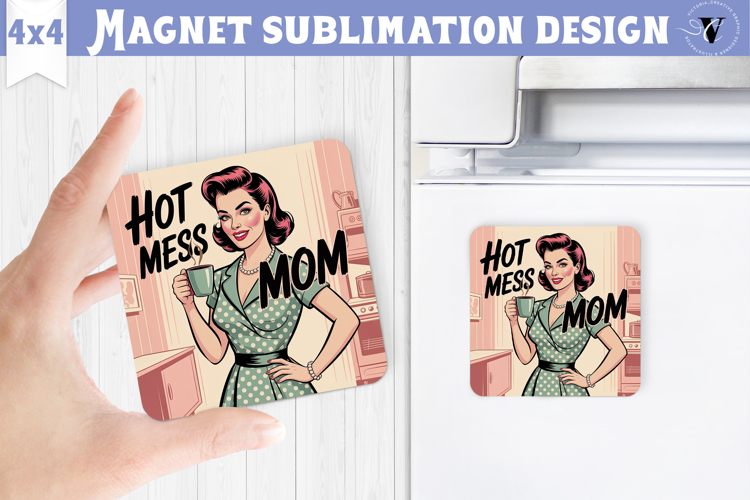 Retro Mom Square Magnet | Housewife Funny Mama sublimation