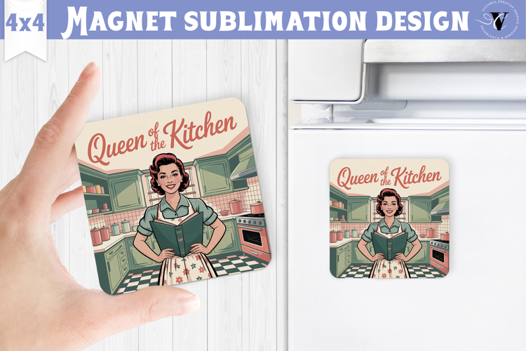 Retro Mom Square Magnet | Housewife Funny Mama sublimation