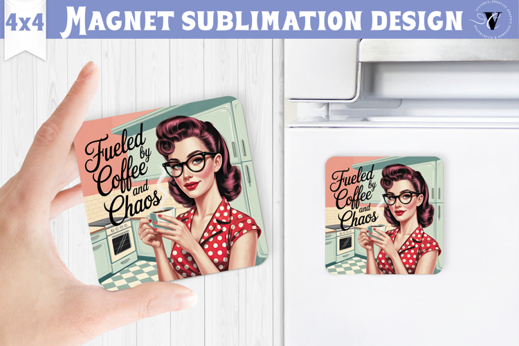 Retro Mom Square Magnet | Housewife Funny Mama sublimation