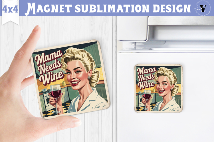 Retro Mom Square Magnet | Housewife Funny Mama sublimation