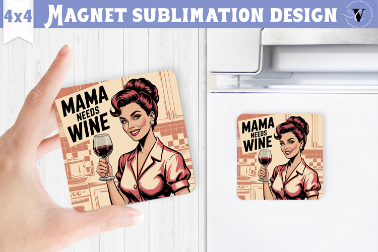Retro Mom Square Magnet | Housewife Funny Mama sublimation