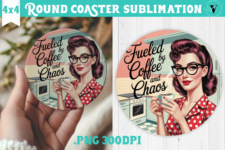 Retro Mom Round Coaster | Housewife Funny Mama sublimation