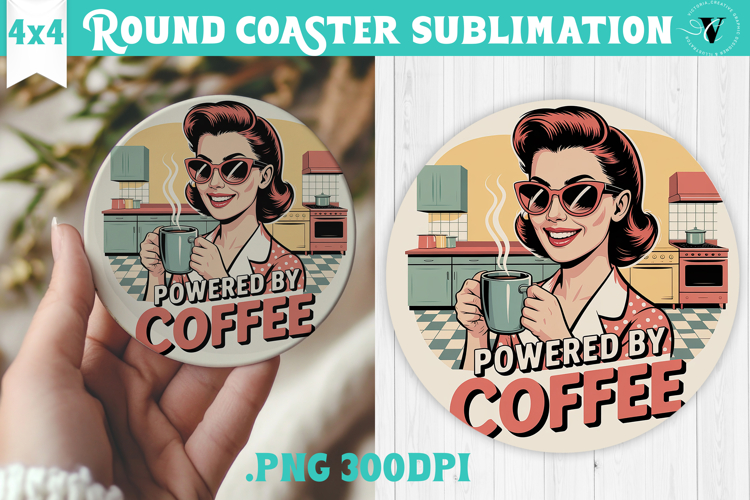 Retro Mom Round Coaster | Housewife Funny Mama sublimation