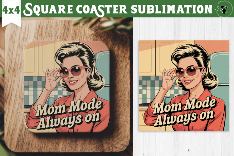Retro Mom Square Coaster | Housewife Funny Mama sublimation