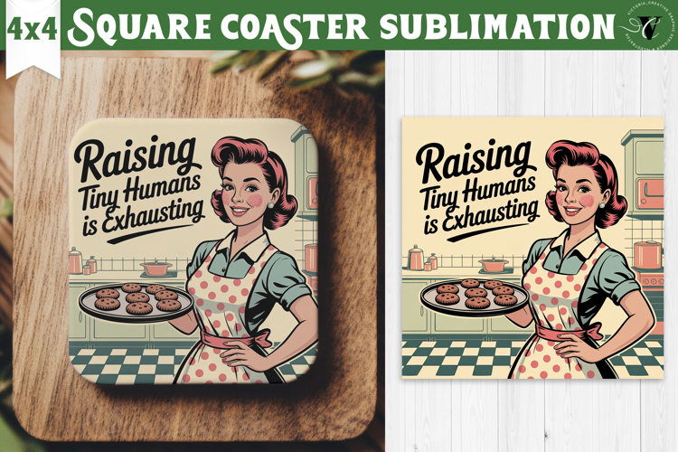 Retro Mom Square Coaster | Housewife Funny Mama sublimation