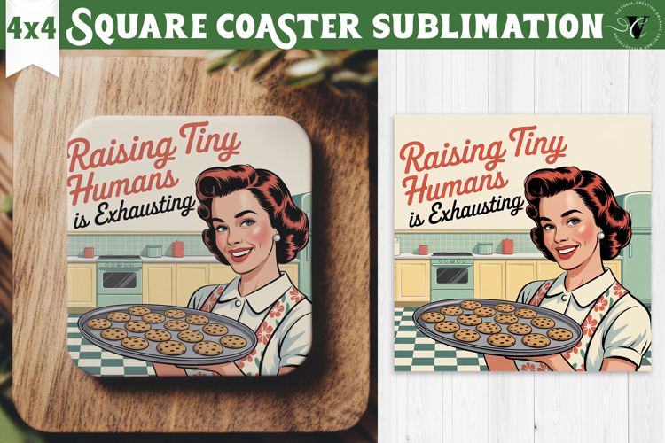 Retro Mom Square Coaster | Housewife Funny Mama sublimation