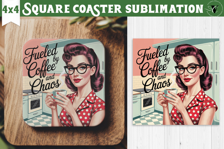 Retro Mom Square Coaster | Housewife Funny Mama sublimation