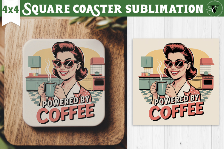 Retro Mom Square Coaster | Housewife Funny Mama sublimation