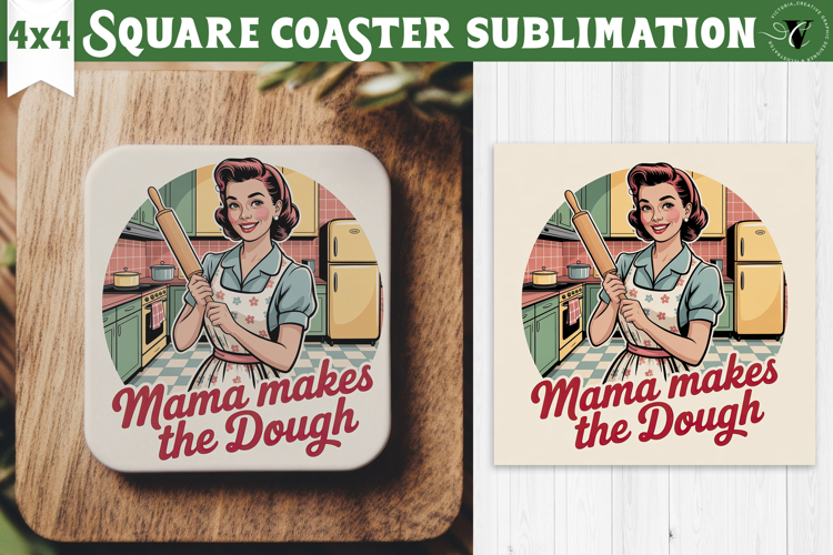 Retro Mom Square Coaster | Housewife Funny Mama sublimation