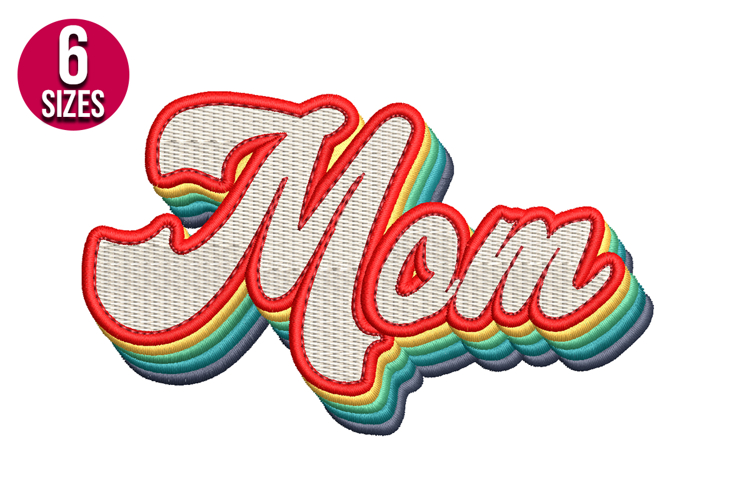 Retro Mom Text Machine Embroidery Design