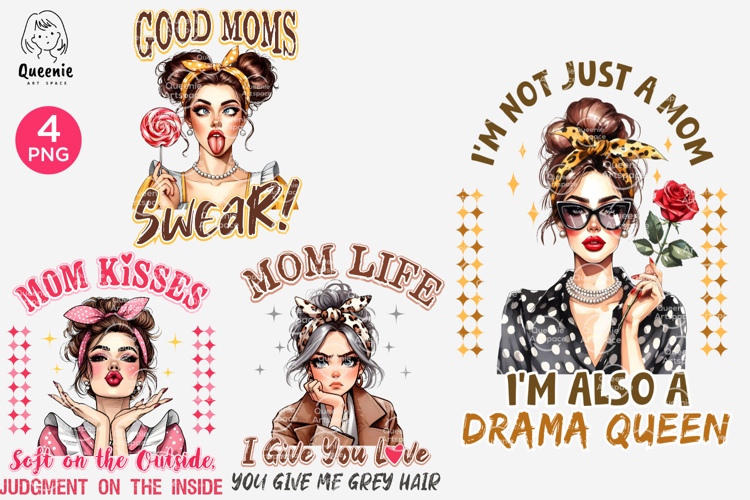 Funny Pop Art Mom PNG, Mother’s Day Clipart, Motherhood