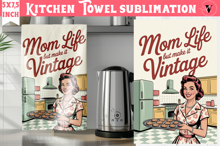 Retro Mom kitchen towel | Housewife Funny Mom sublimation