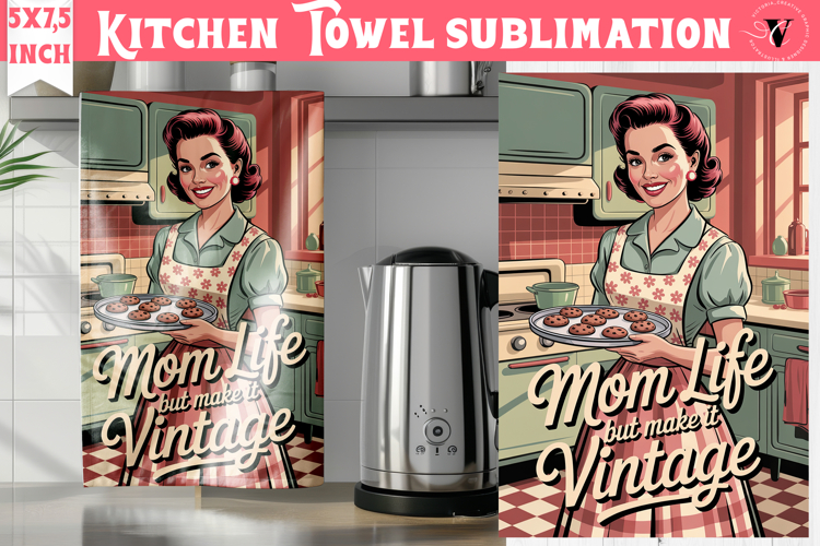 Retro Mom kitchen towel | Housewife Funny Mom sublimation