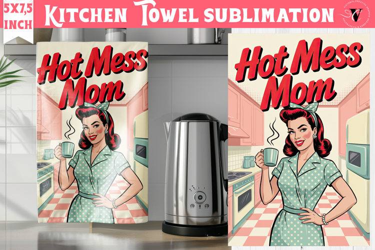 Retro Mom kitchen towel | Housewife Funny Mom sublimation