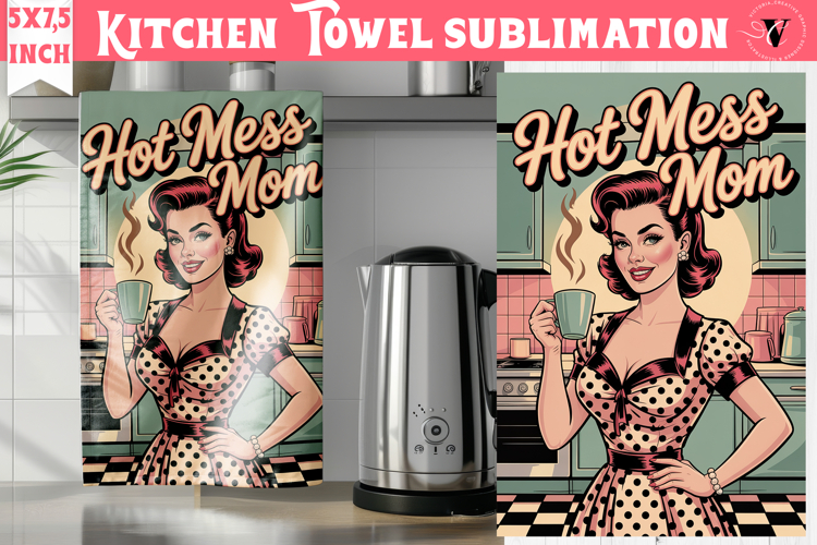 Retro Mom kitchen towel | Housewife Funny Mom sublimation