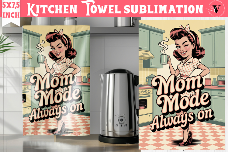 Retro Mom kitchen towel | Housewife Funny Mom sublimation