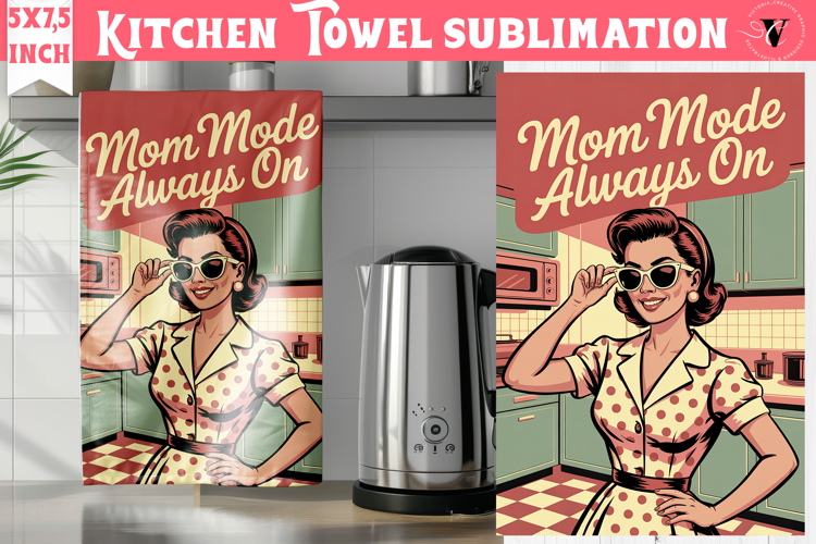 Retro Mom kitchen towel | Housewife Funny Mom sublimation