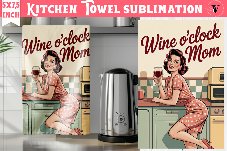 Retro Mom kitchen towel | Housewife Funny Mama sublimation