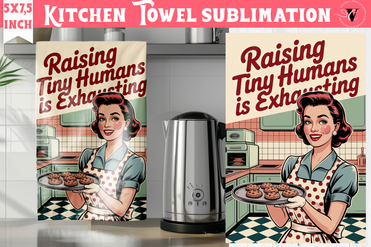 Retro Mom kitchen towel | Housewife Funny Mama sublimation