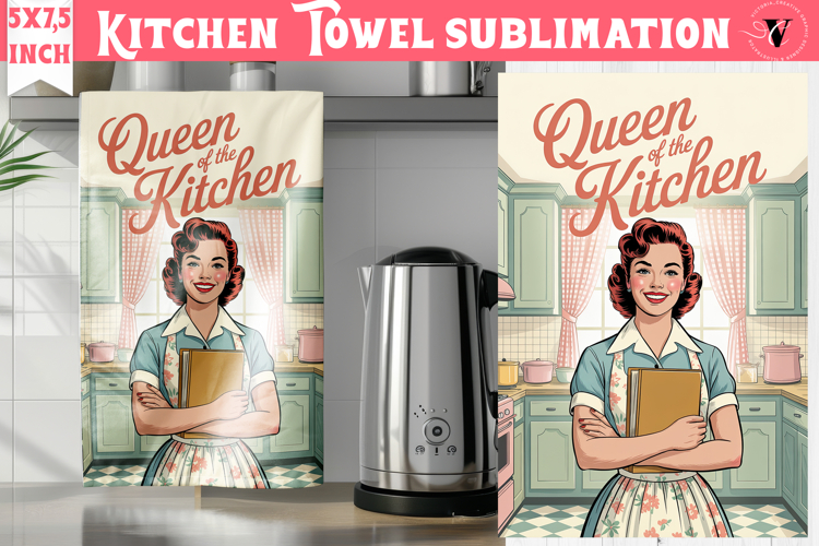 Retro Mom kitchen towel | Housewife Funny Mama sublimation