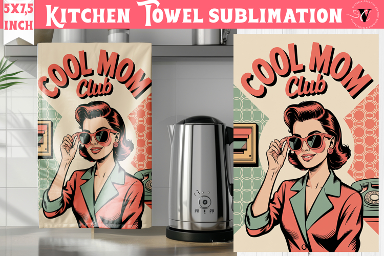 Retro Mom kitchen towel | Housewife Funny Mama sublimation