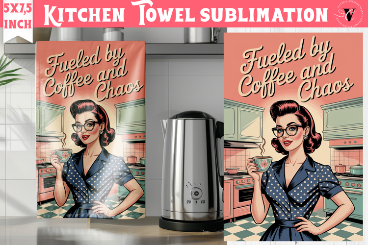 Retro Mom kitchen towel | Housewife Funny Mama sublimation