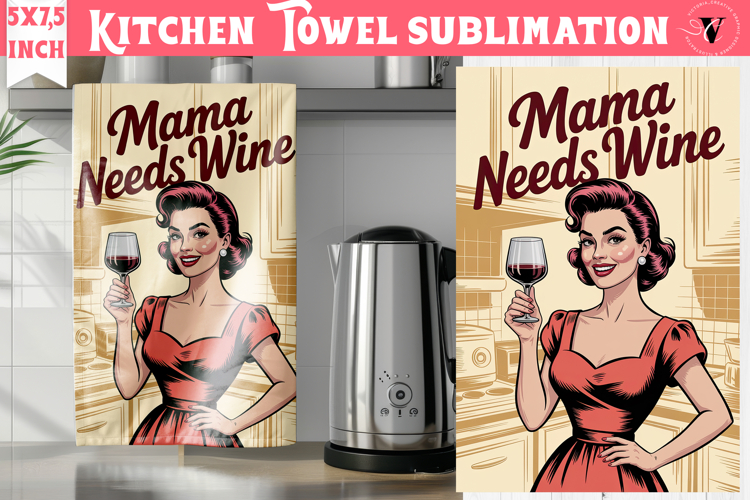 Retro Mom kitchen towel | Housewife Funny Mama sublimation