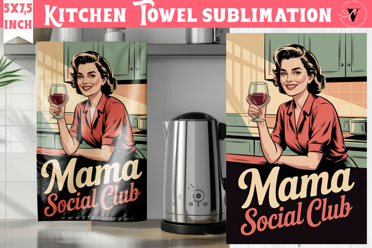 Retro Mom kitchen towel | Housewife Funny Mama sublimation