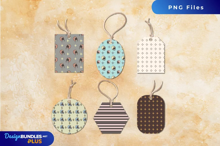 Retro Motorcycle Helmet Patterned Shaped Tag
