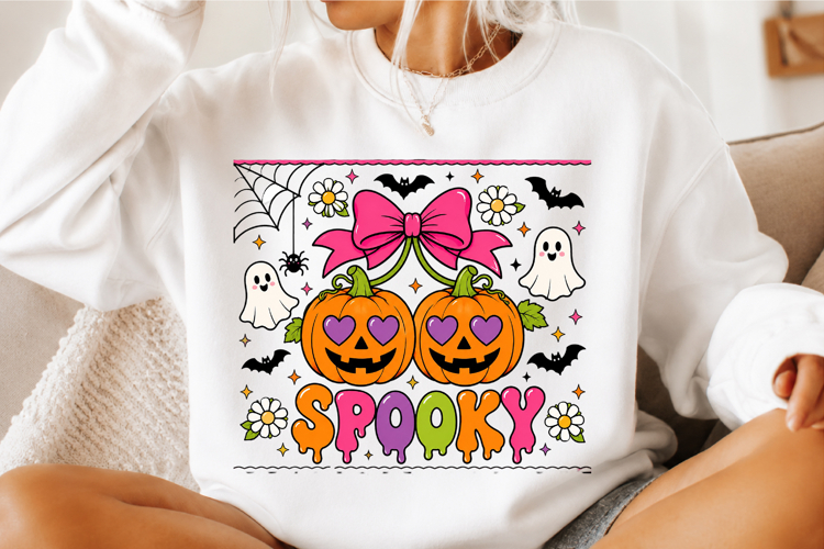 Retro Neon Coquette Halloween PNG example image 1