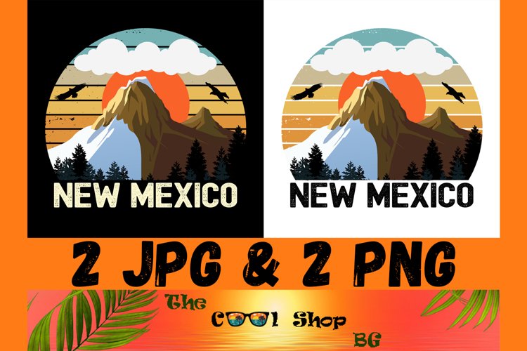 Retro New Mexico Vintage Sublimation Png, New Mexico Sunset example image 1