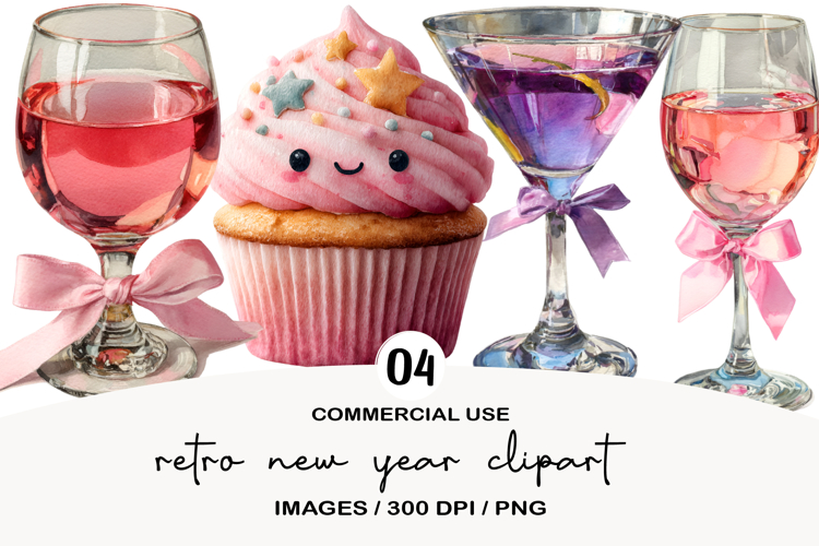 Retro new year clipart Png