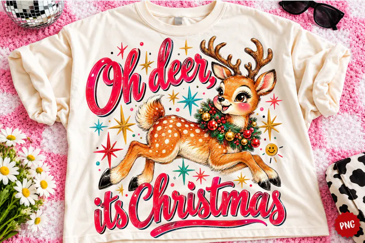 Oh Deer, It’s Christmas PNG | Cute Christmas Fawn Png